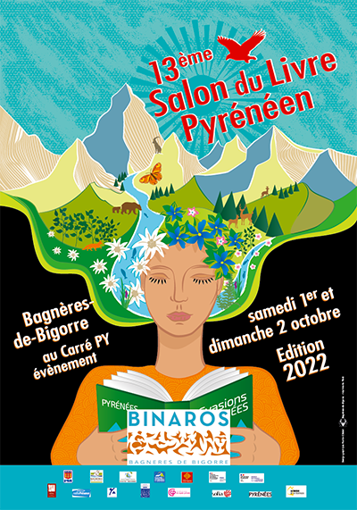 Affiche illustrée pour le Salon du Livre pyrénéen 2022 à Bagnères-de-Bigorre