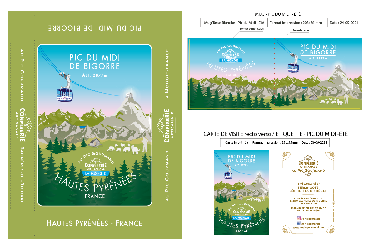 Le Pic gourmand-Boite carton, mug, carte de visite