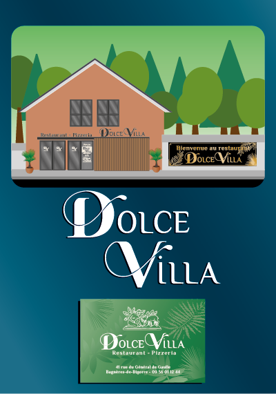 Logo et identité visuelle du restaurant italien Dolce Villa à Bagnères-de-Bigorre