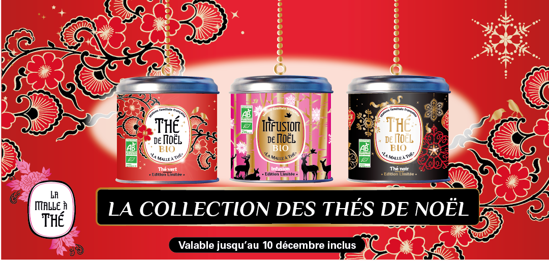 Malle à Thé promo 3 thés de Noël fond rouge